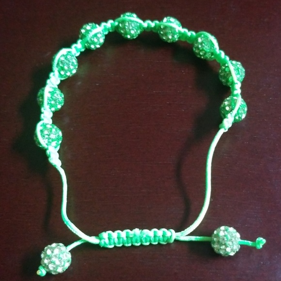 Green beaded Swarovski crystal bracelet - Picture 3 of 4